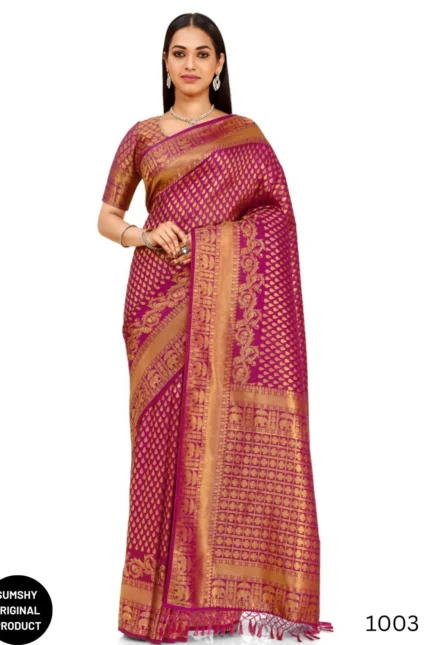 Buy Sumshy Wedding Wear Mohini Kanjivaram Silk Saree Online 2023