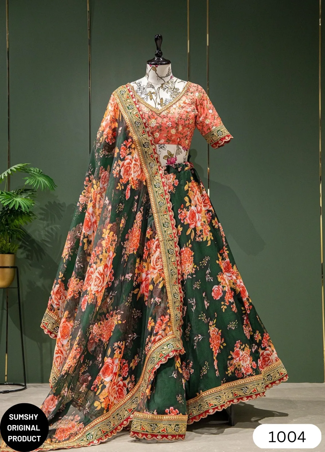 Buy Sumshy Party Wear Organza Floral Printed Lehenga Choli Online 2023 -  Eclothing