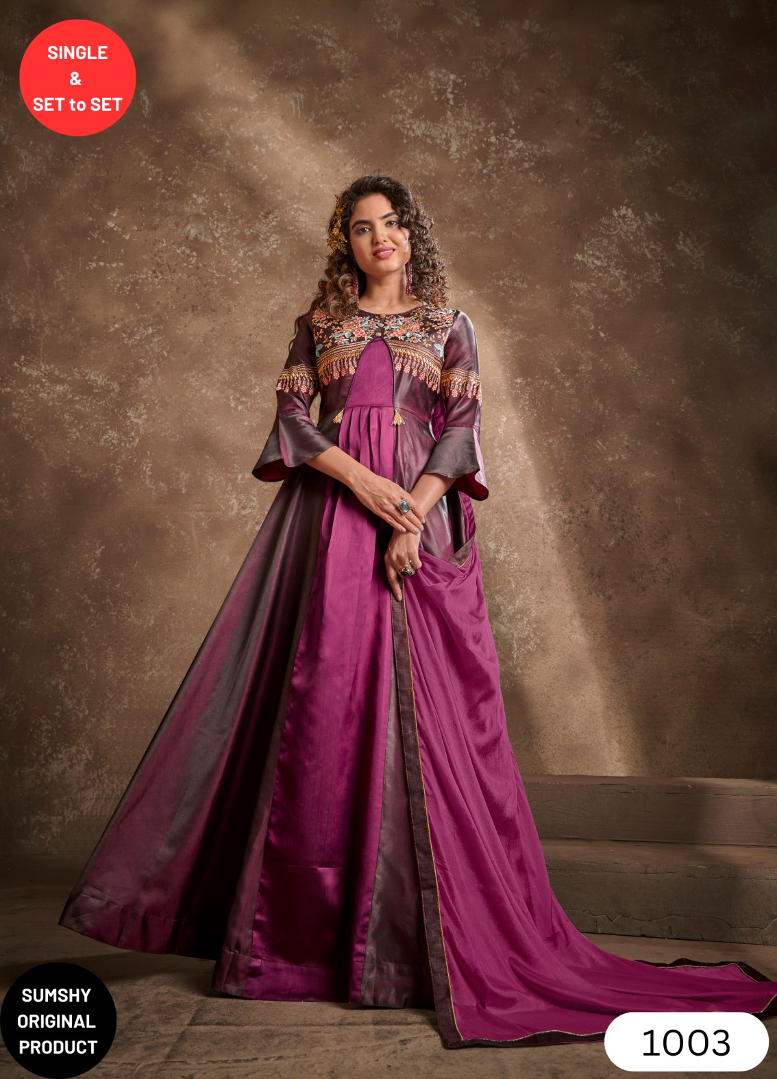 Buy Purple Satin Embellished Swarovski Crystals Boat Neck Gown For Women by  Pooja Peshoria Online at Aza Fashions.