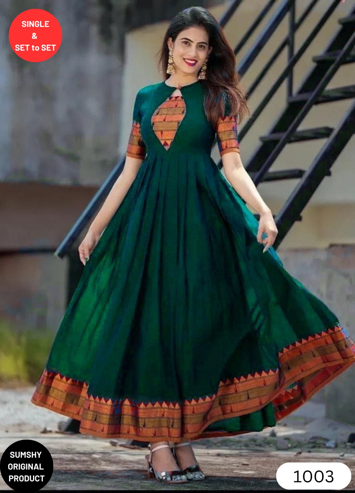 shubhkala flory vol 21 designer cotton gown with koti