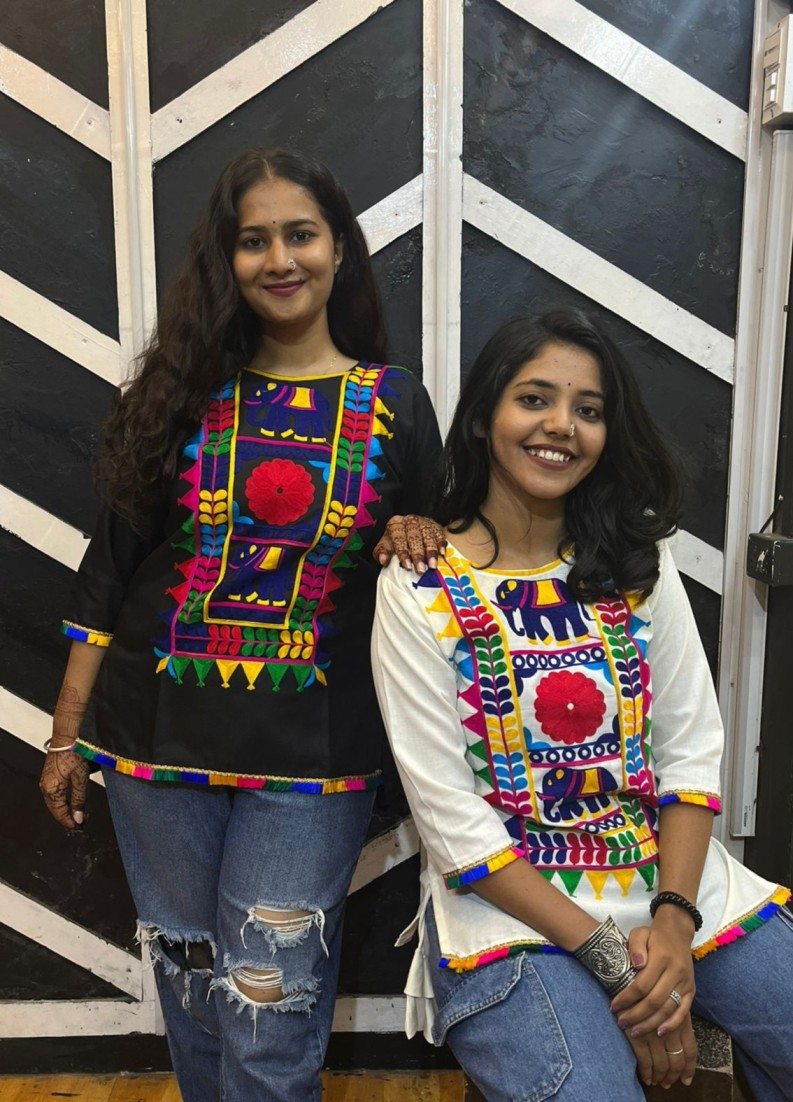Buy Navratri Wear Black Embroidery Work Fancy Kurti With Skirt Online From  Surat Wholesale Shop.