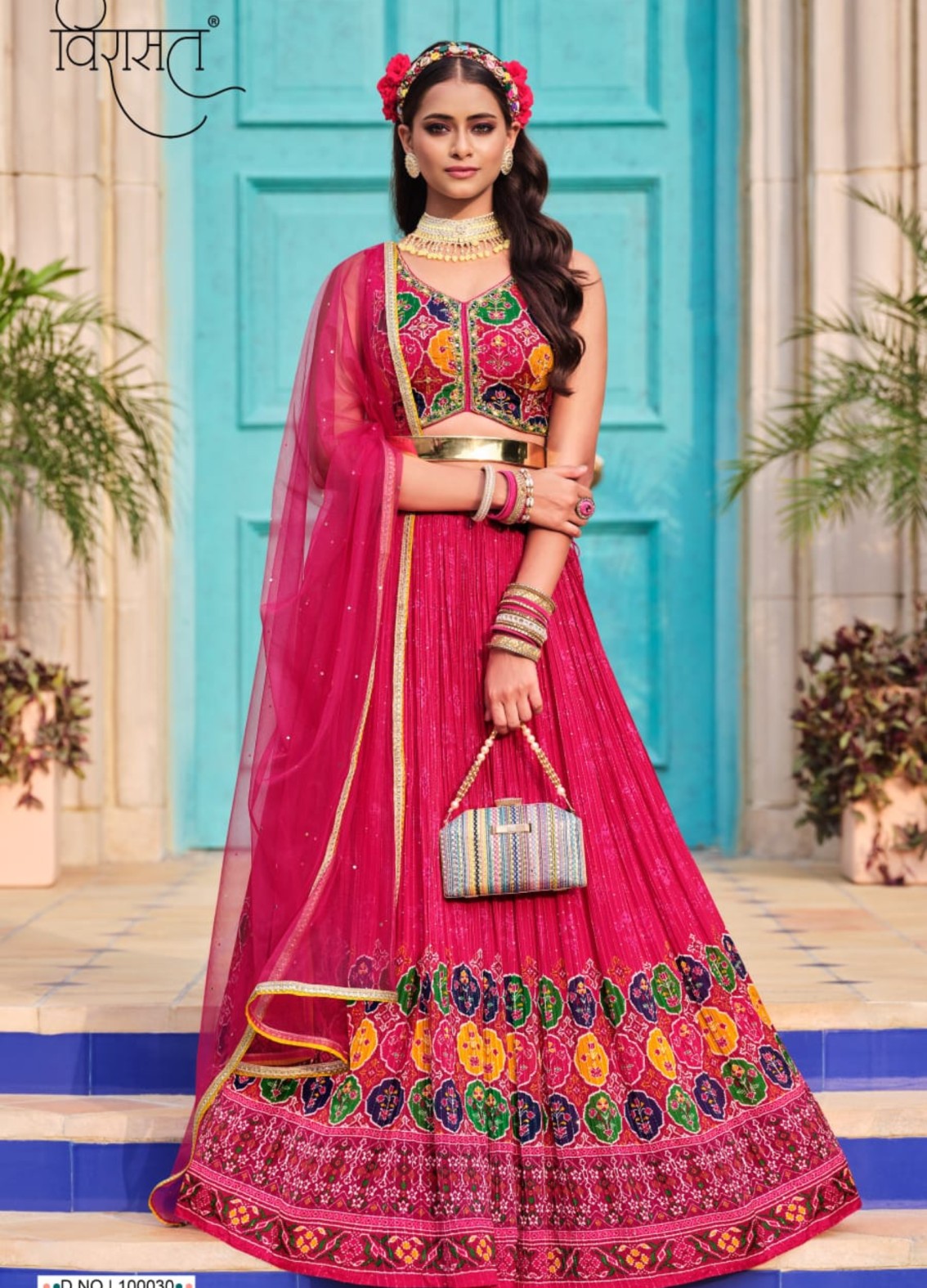 Exclusive Embroidered Art Silk Semi Stitched Lehenga Choli Pink Color DN  2023