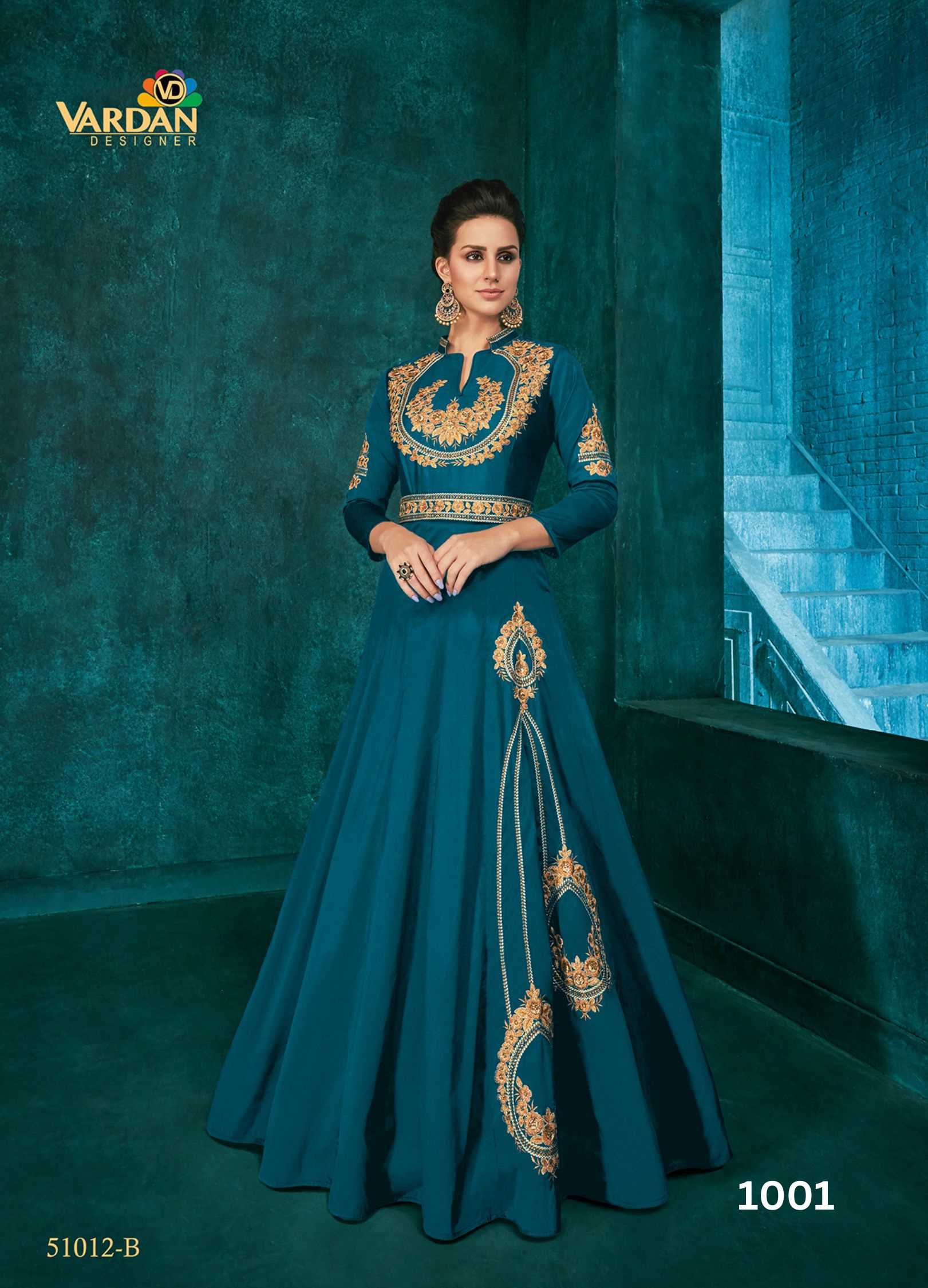 Teal Blue Color Designer Gown For Raksha Bandhan