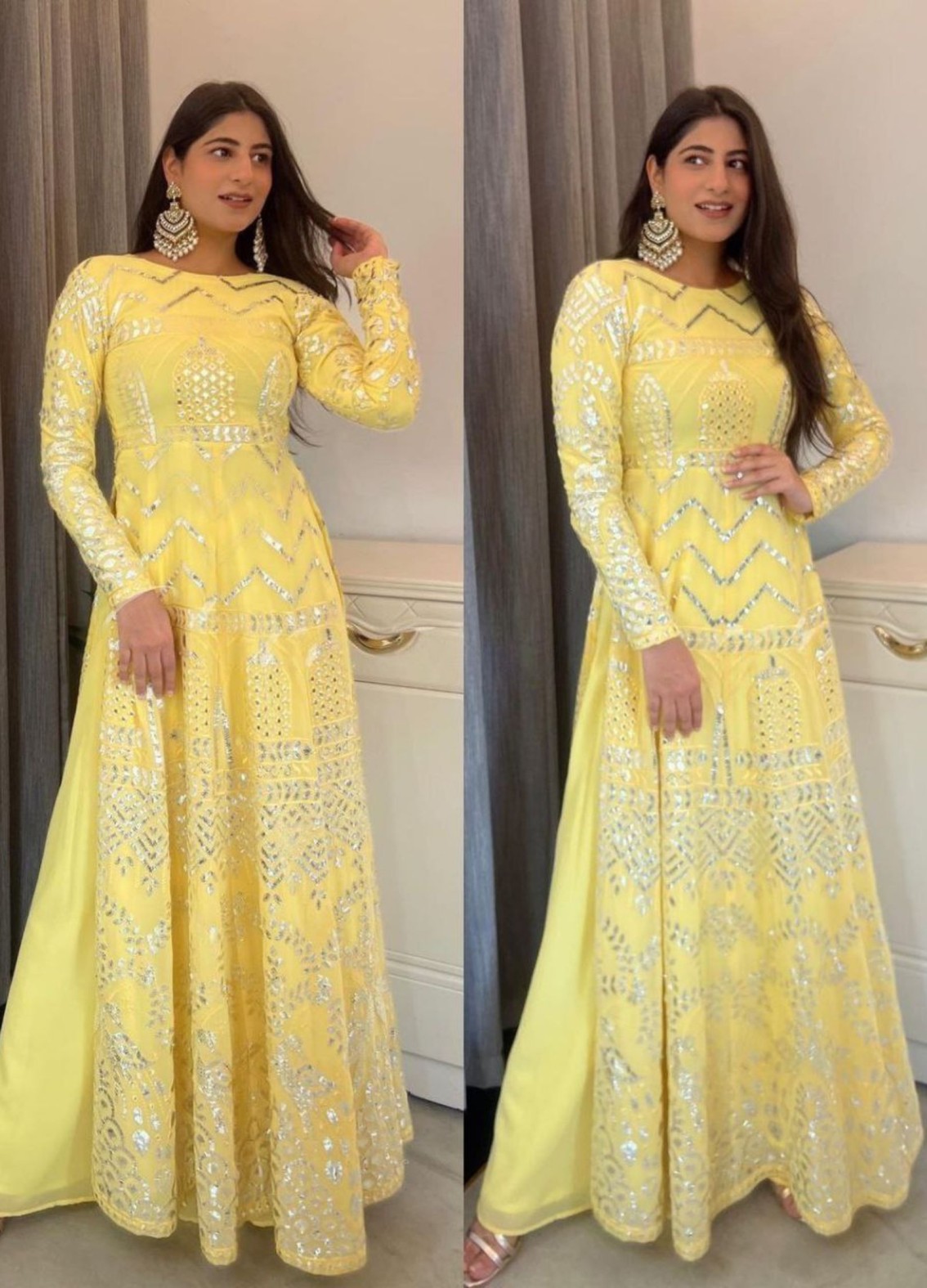 Buy Muhuratam Girls Yellow Colour Nylon Self Design Gown Online In India At  Discounted Prices
