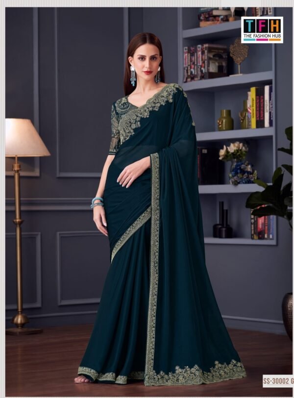 Tfh Silver Screen 20 Chiffon Silk Designer Wedding Saree Online 2025