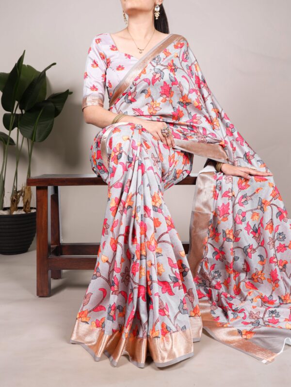 WMN 7019 Tussar Silk Printed Designer Saree 2025