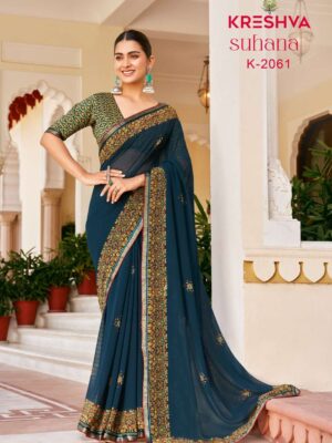 Kreshva Suhana Dani Georgette Printed Rama Saree