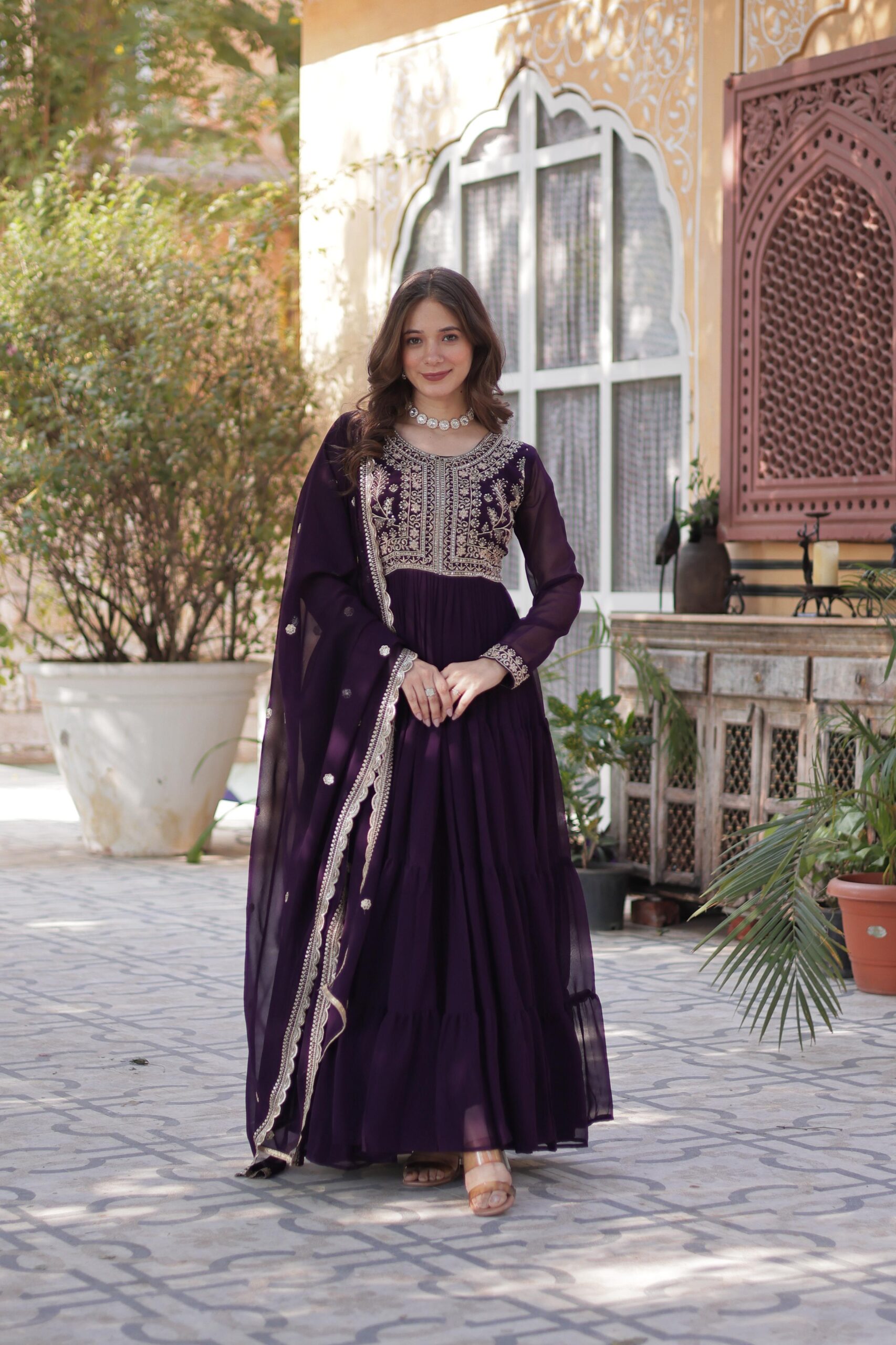 SSF62 9221 Georgette Gown Dupatta 2025
