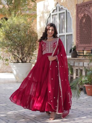 SSF62 9221 Georgette Gown Dupatta 2025