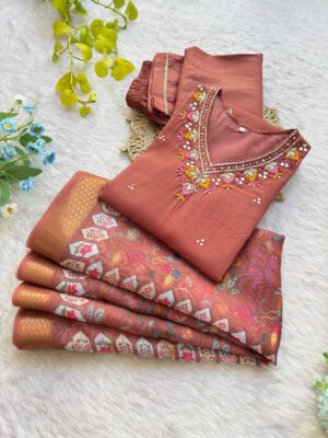 Alia 456 Roman Silk Kurti Pant Dupatta Khatli Work New Catalog