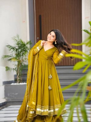 Alia 458 Fox Georgette Anarkali Gown Pant With Dupatta Latest Design