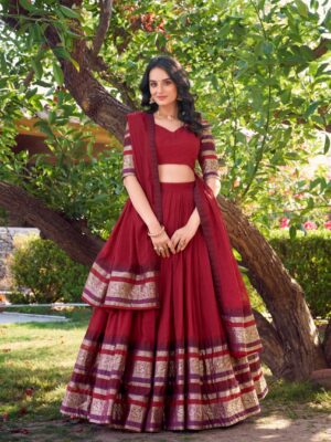 WMN 1902 Nirupa Chanderi Silk Lehenga Choli With Weaving Zari Border