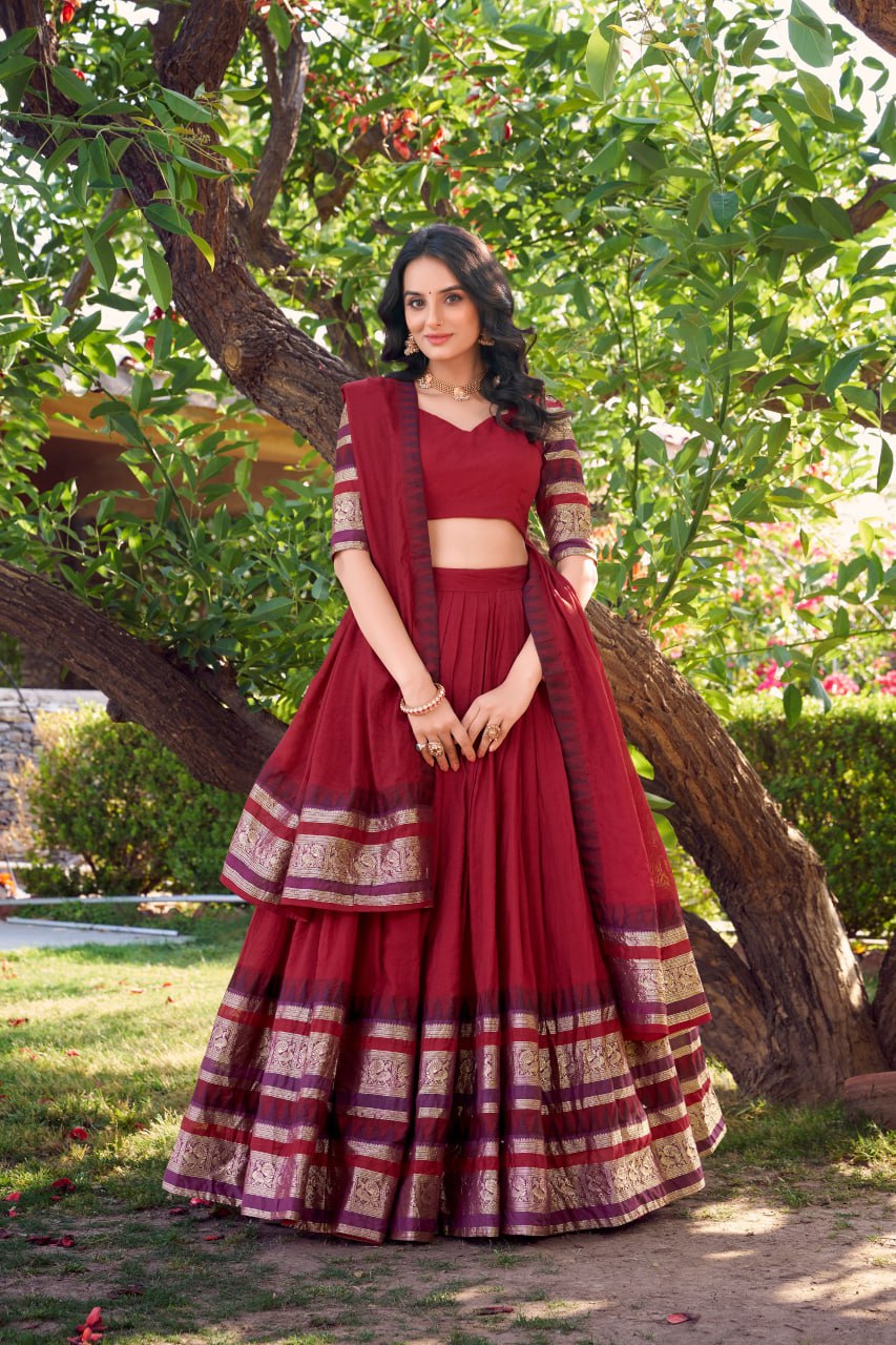 WMN 1902 Nirupa Chanderi Silk Lehenga Choli With Weaving Zari Border