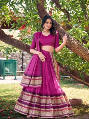 WMN 1902 Nirupa Chanderi Silk Lehenga Choli With Weaving Zari Border