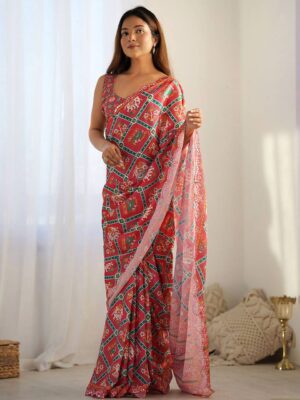 Bindu A59 Georgette SareeWith Mirror Work Border New Design