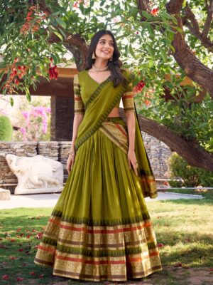 WMN 1902 Nirupa Chanderi Silk Lehenga Choli With Weaving Zari Border