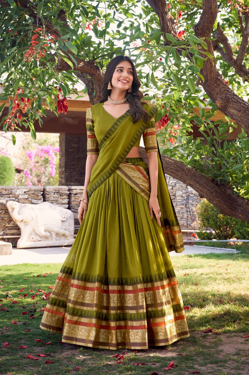WMN 1902 Nirupa Chanderi Silk Lehenga Choli With Weaving Zari Border
