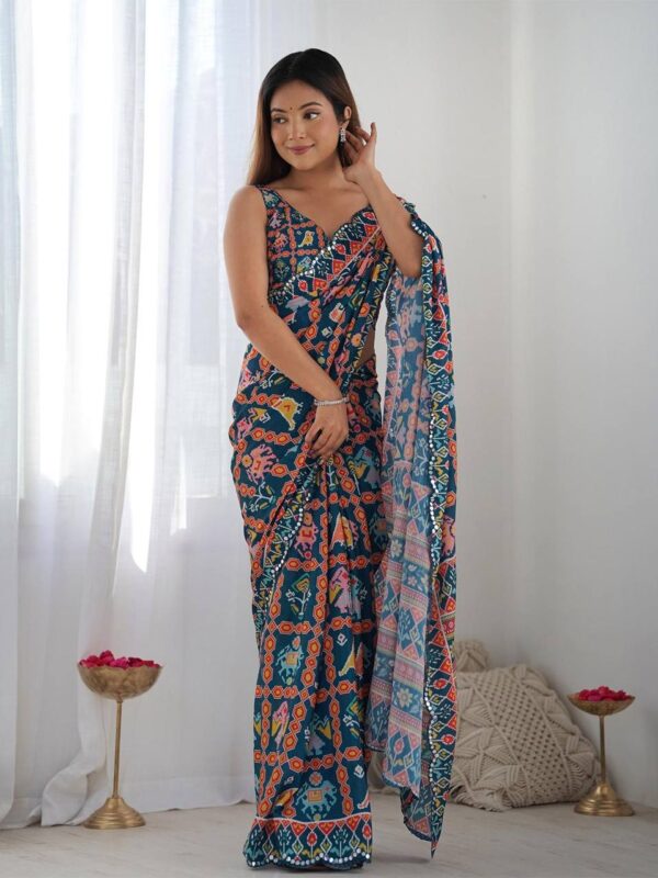 Bindu A59 Georgette SareeWith Mirror Work Border New Design