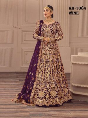 Kb Wine Bridal Anarkali Gown Online 2025
