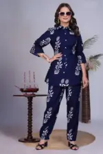 AEA 574 Blue Rayon Printed Co Ord Set - Image 2