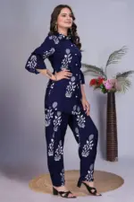 AEA 574 Blue Rayon Printed Co Ord Set - Image 3