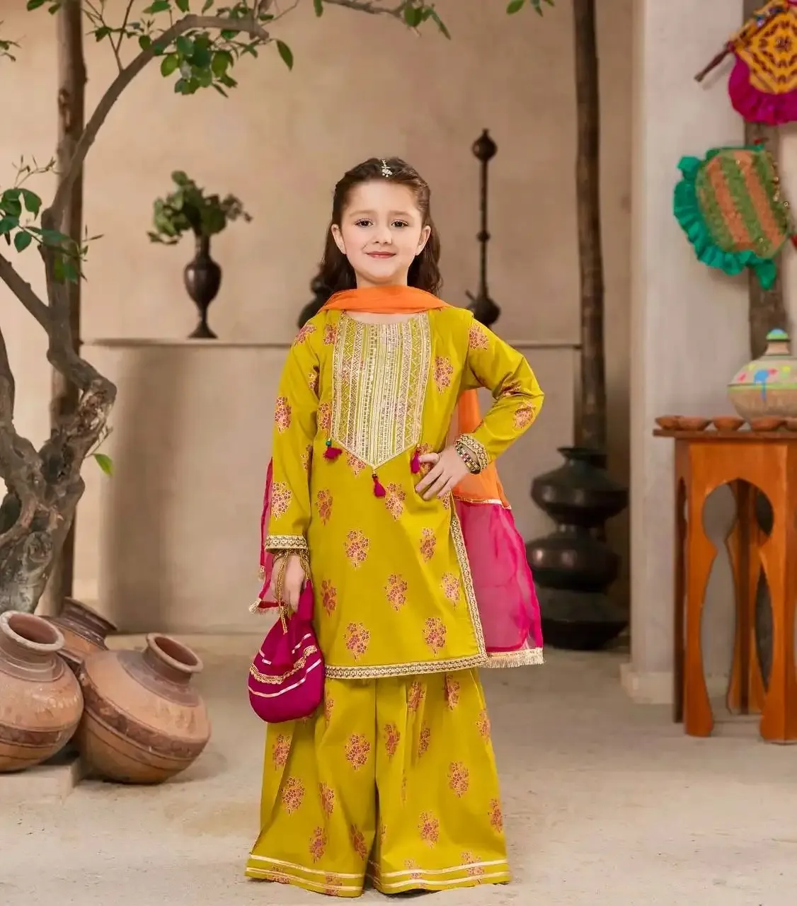 Baby 217 Chinon Kid Wear Yellow Sharara Suit With Dupatta Baby 217 Chinon Kid Wear Yellow Sharara Suit With Dupatta - Image 1