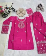 Baby 220 Natural Crep Silk Kurti Pant Dupatta Kid Wear - Image 2