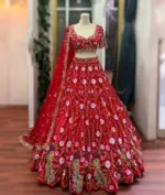SBD 1792 Red Soft Net Embroidered Lehenga Choli