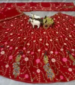 SBD 1792 Red Soft Net Embroidered Lehenga Choli - Image 2