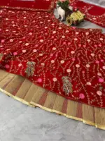 SBD 1792 Red Soft Net Embroidered Lehenga Choli - Image 3