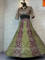 SBD1793 Green Chinon Silk Embroidered Lehenga Choli - Image 2