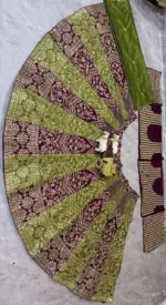 SBD1793 Green Chinon Silk Embroidered Lehenga Choli - Image 3