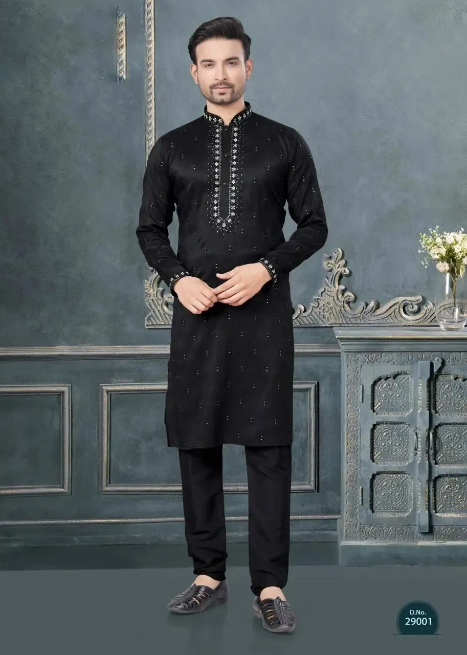 Shyam Vol 46 Black Paty Wear Kurta Pajama Shyam Vol 46 Black Paty Wear Kurta Pajama - Image 1