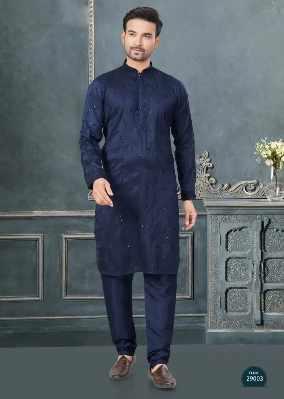 Shyam Vol 46 Blue Paty Wear Kurta Pajama Shyam Vol 46 Blue Paty Wear Kurta Pajama - Image 1