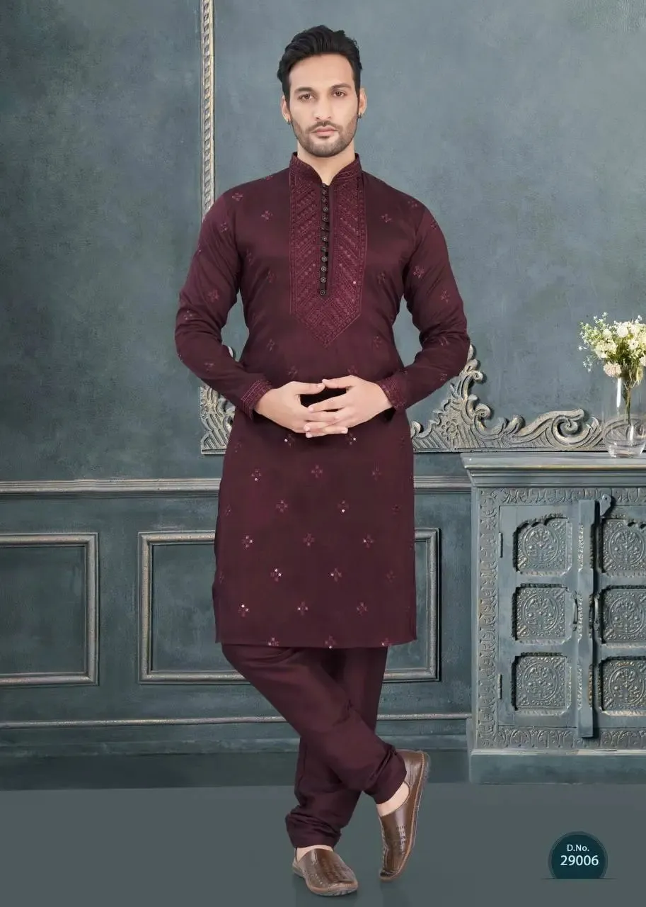 Shyam Vol 46 Maroon Paty Wear Kurta Pajama Shyam Vol 46 Maroon Paty Wear Kurta Pajama - Image 1
