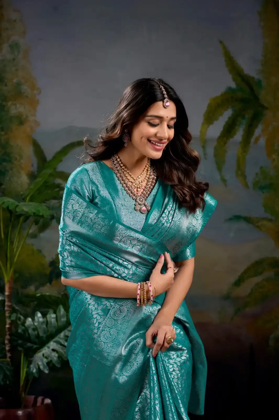 Teal Kanjivaram Weaving Silk Saree Teal Kanjivaram Weaving Silk Saree - Image 1