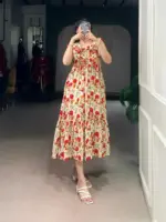 WMN 4506 Maslin Silk Floral Print Frock Kurti