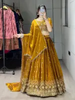 WMT 8115 Yellow Fendy Satin Embroidery Lehenga Choli - Image 2