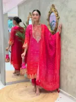 Zarin Vol 38 Red Chinnon Readymade Dress Collection