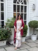 ASD 7040 Chinon Silk Readymade Dress With Embroidery Work