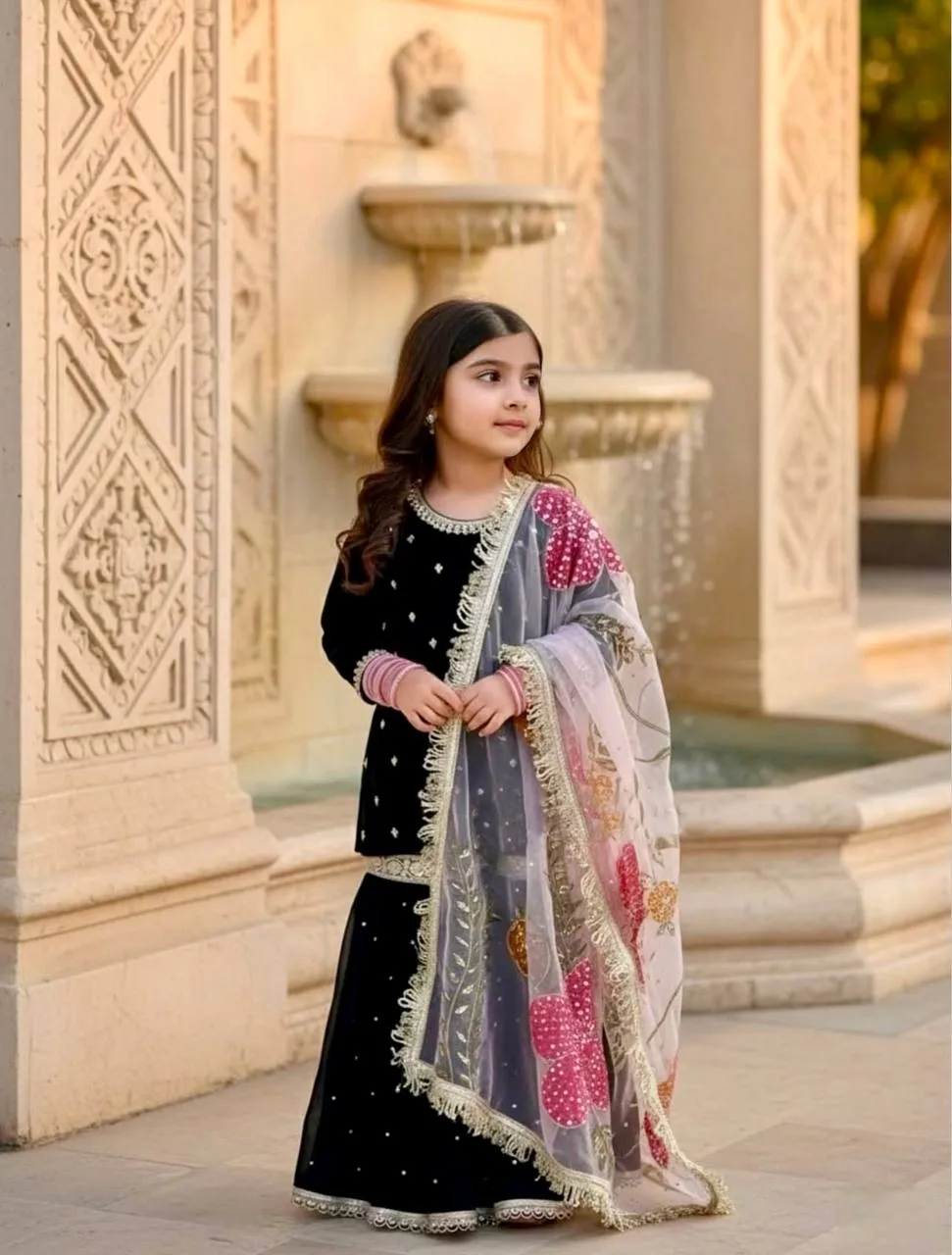 Baby 232 Viscose Velvet Garara Suit With Embroidery Work Baby 232 Viscose Velvet Garara Suit With Embroidery Work - Image 1