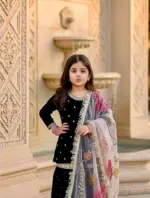 Baby 232 Viscose Velvet Garara Suit With Embroidery Work - Image 2