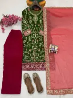 C585 1425 Velvet Readymade Dress Festival Collection - Image 3