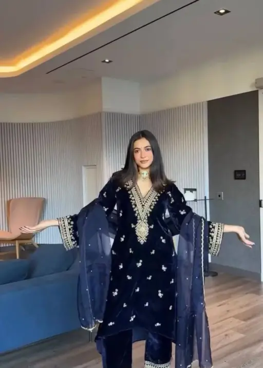 Deepika 5783 Navy Blue Visocs Velvet Festival Readymade Dress