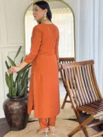 FFD Orange Tesla Kurta Pent With Dupatta Collection - Image 2