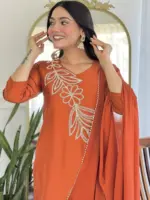 FFD Orange Tesla Kurta Pent With Dupatta Collection - Image 3