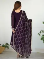FFD Zilmil Purple Georgette Kurti Pant Dupatta Below 1000 - Image 2