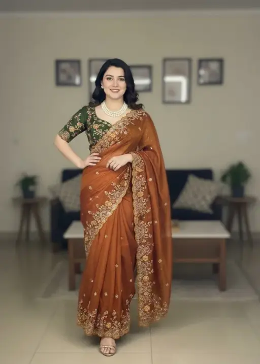 Kiara Morla Rangoli Silk Saree With Embroidery Work