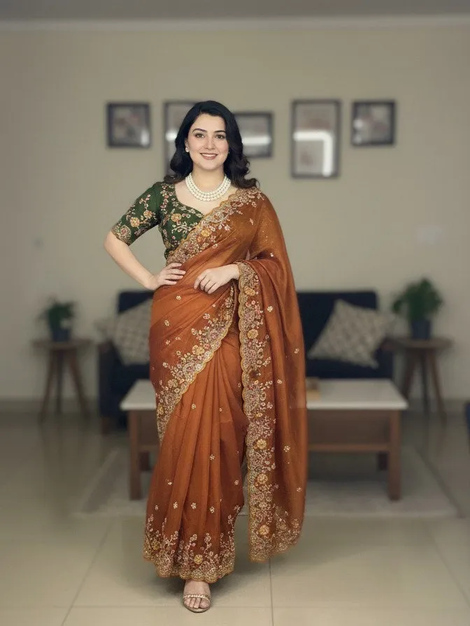 Kiara Morla Rangoli Silk Saree With Embroidery Work Kiara Morla Rangoli Silk Saree With Embroidery Work - Image 1