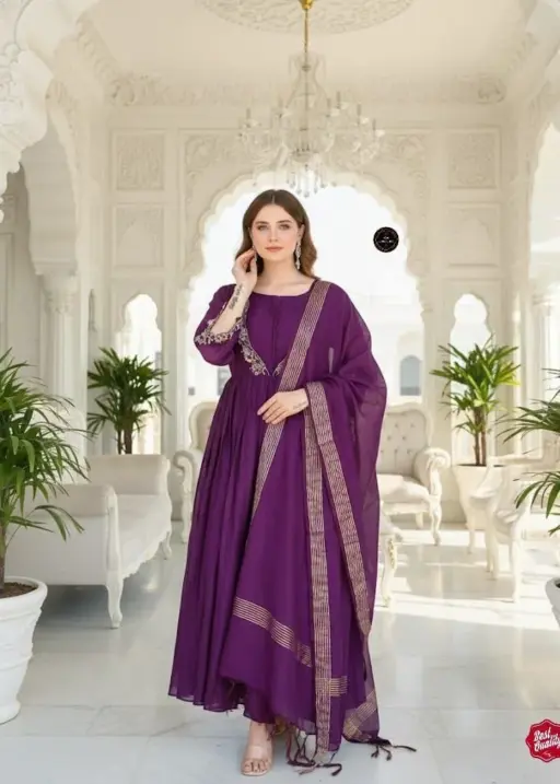 Laxmy 1510 Purple D Chinnon Readymade Dress